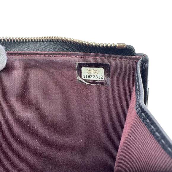 CHANEL Authentic Black Logo Wallet